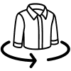 Icon of a shirt with a circular arrow, indicating rotation.
